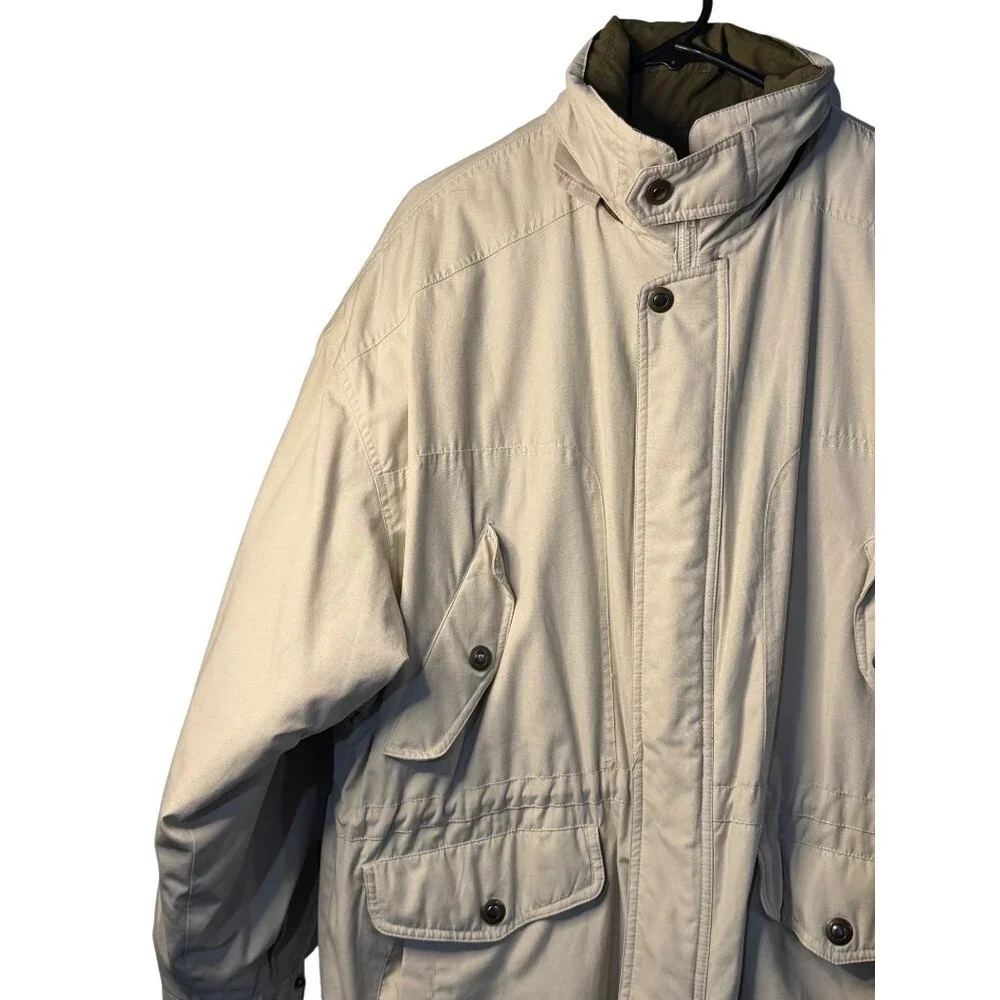 VTG Towne London Fog Mens Large Jacket Brown Chore Coat Collared Utility Outdoor